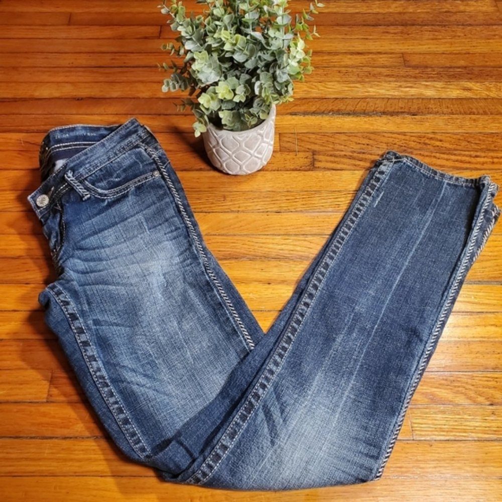 Express Zelda Barely Boot Cut Jeans Medium Wash Denim Flap Pockets Cotton Y2K 00